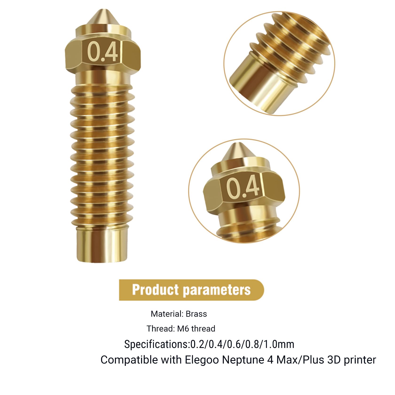 22-teiliges Barss-Düsen-Set für Neptune 4 Plus, 3D-Drucker, 10 Stück 0,4 mm und 3 Stück 0,2 mm, 0,6 mm, 0,8 mm, 1,0 mm Düsen-Set für Elegoo Neptune 4 Plus/Neptune 4 Max