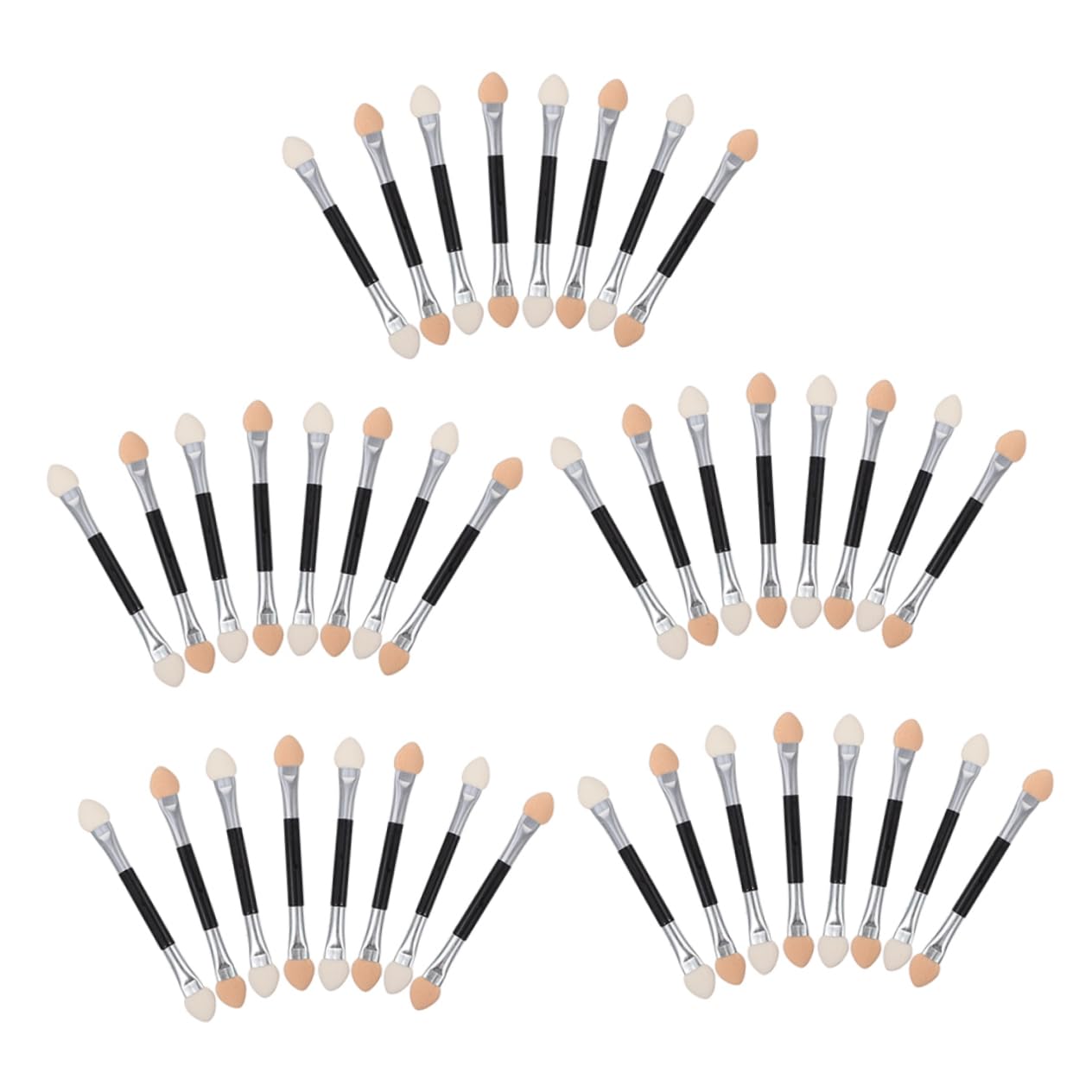 PartyKindom 40Pcs Double Sided Eye Makeup Brush Disposable Applicators for Easy Application Long Handle Cosmetic Brushes for Eyeshadow for Makeup Lovers and Beginners