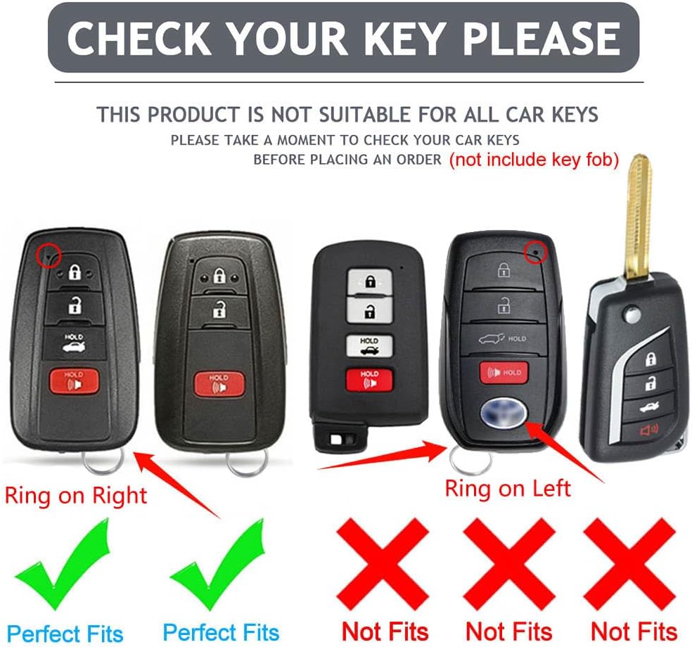 for Toyota Camry RAV4 Key Fob Cover with Keychain,for Highlander Avalon GT86 Key Fob Case Premium Soft TPU 360 Degree Protector Holder (Balck) image 2