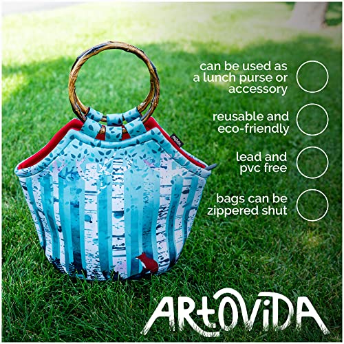 Artovida Artists Collective Lunch Purse | 11 X 15 X 6 Inches Large Reusable Insulated Lunch Tote With Inside Pocket - Design By Michelle Li Bothe (Germany) Birches - Bamboo #TOP1