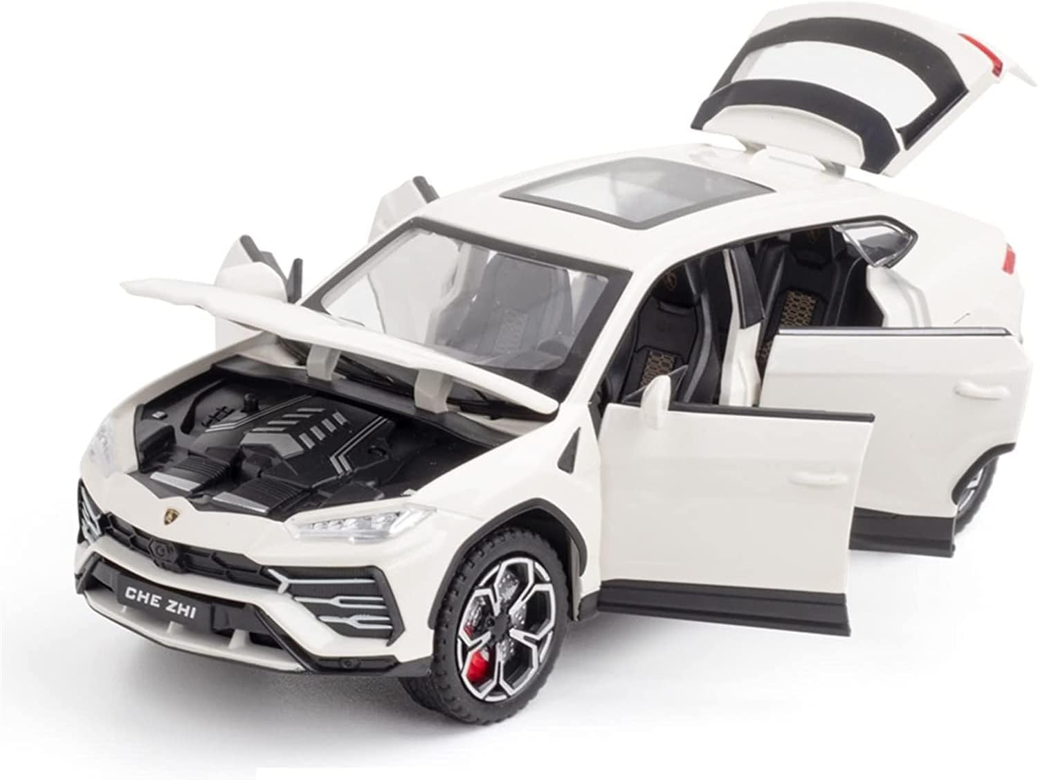 Lamborghini SGT 1:24 Urus Diecast Car Model, Pull-Back, Light & Sound, White, Kids Boys Unisex Toy Car, Children