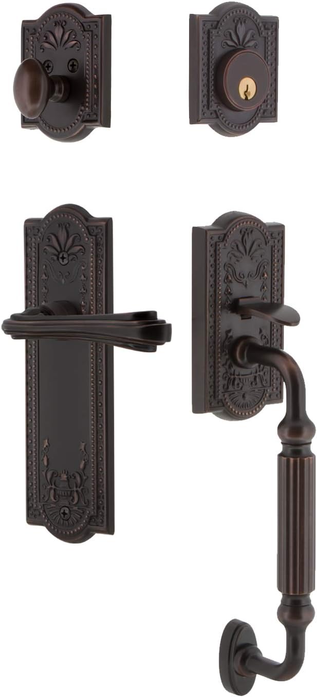 Nostalgic Warehouse Meadows Plate F Grip Entry Set Fleur Lever in Antique Brass