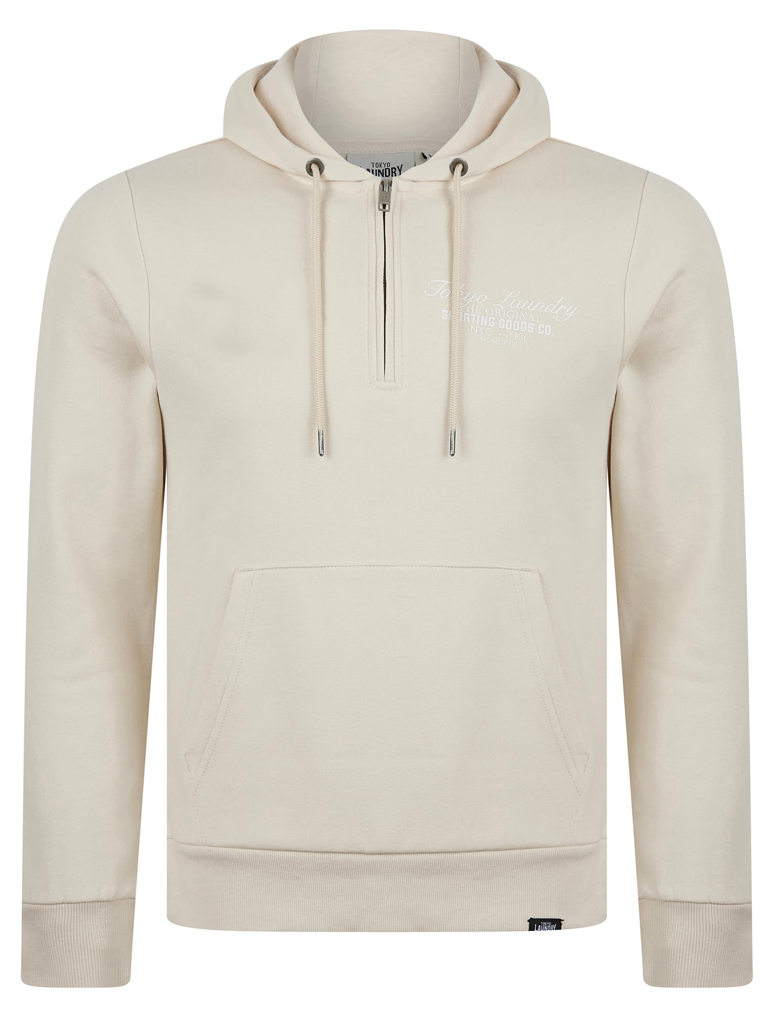 Tokyo Laundry Men's Morar Quarter Zip Neck Brushback Fleece Pullover Hooded Top