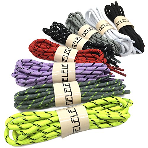 Delele 2 Pair Round Climbing Shoelaces Black White Hiking Shoe Laces Boot Laces 45.28 Inch #TOP7