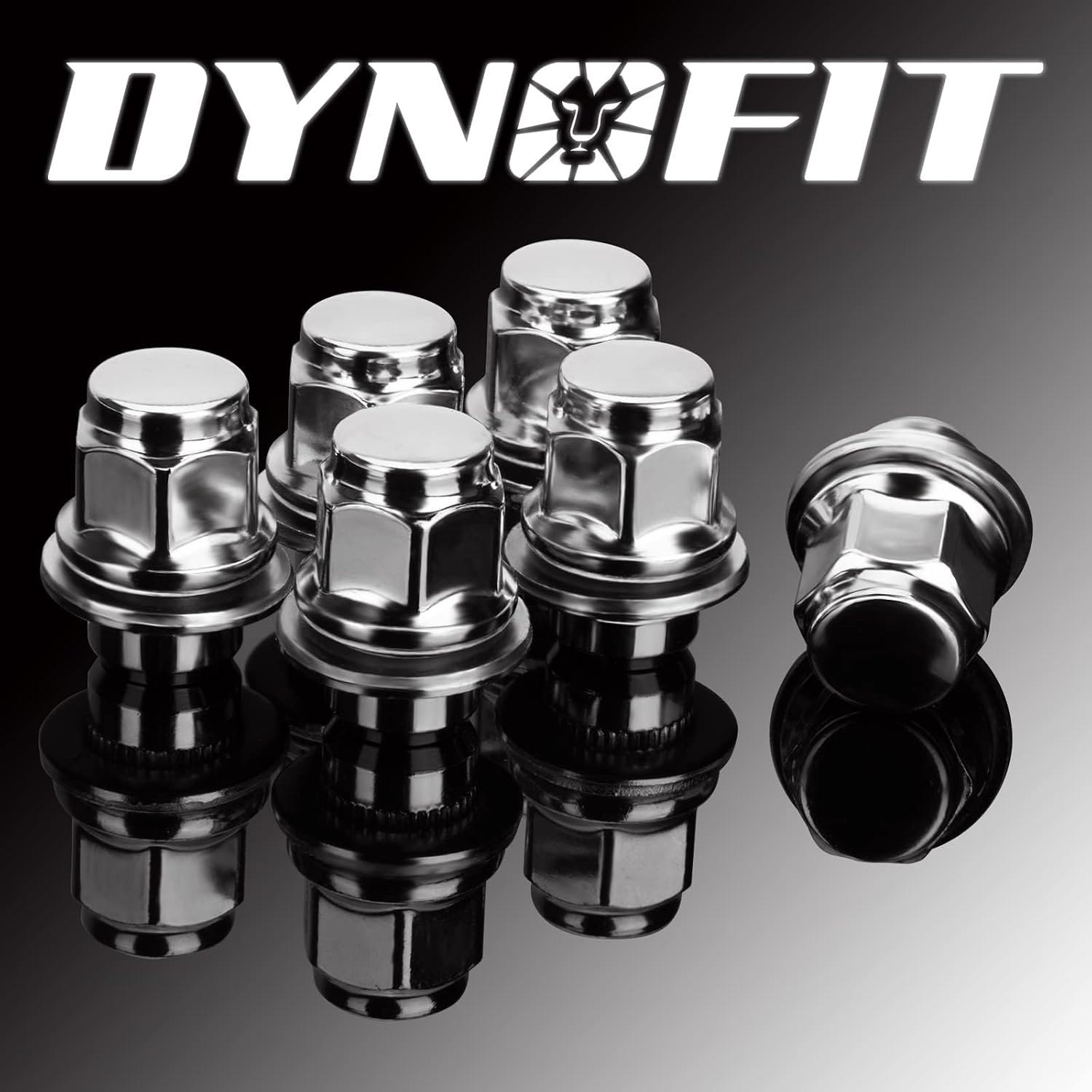 Dynofit 12mmx1.5 Wheel Lug Nuts, 24x Silver M12x1.5 Lug Nut Mag Seat for Tacoma 4Runner FJ Cruiser Lexus GX460 GX470, Closed End Chrome Lug Nuts Set with Washer for 5 Lug 6 Lug Factory(OEM) Wheel