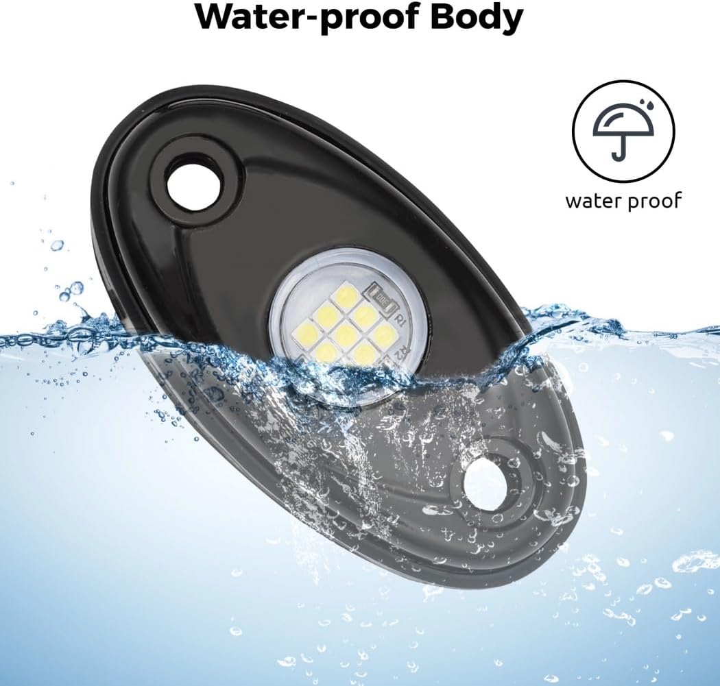 White Led Rock Lights 6-Pack, Neon Under Glow Lights, for Cars, Trucks, Motorcycles, Boats, Ships