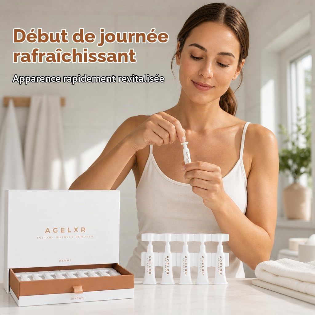 Sérum Instantané Anti Rides - Anti Taches et Anti Cerne Yeux - Crème Visage Anti-Âge à Base d’Argireline® - Raffermissante et Liftante - AGELXR (30 Ampoules à 0.6ml) - pour Femmes et Hommes