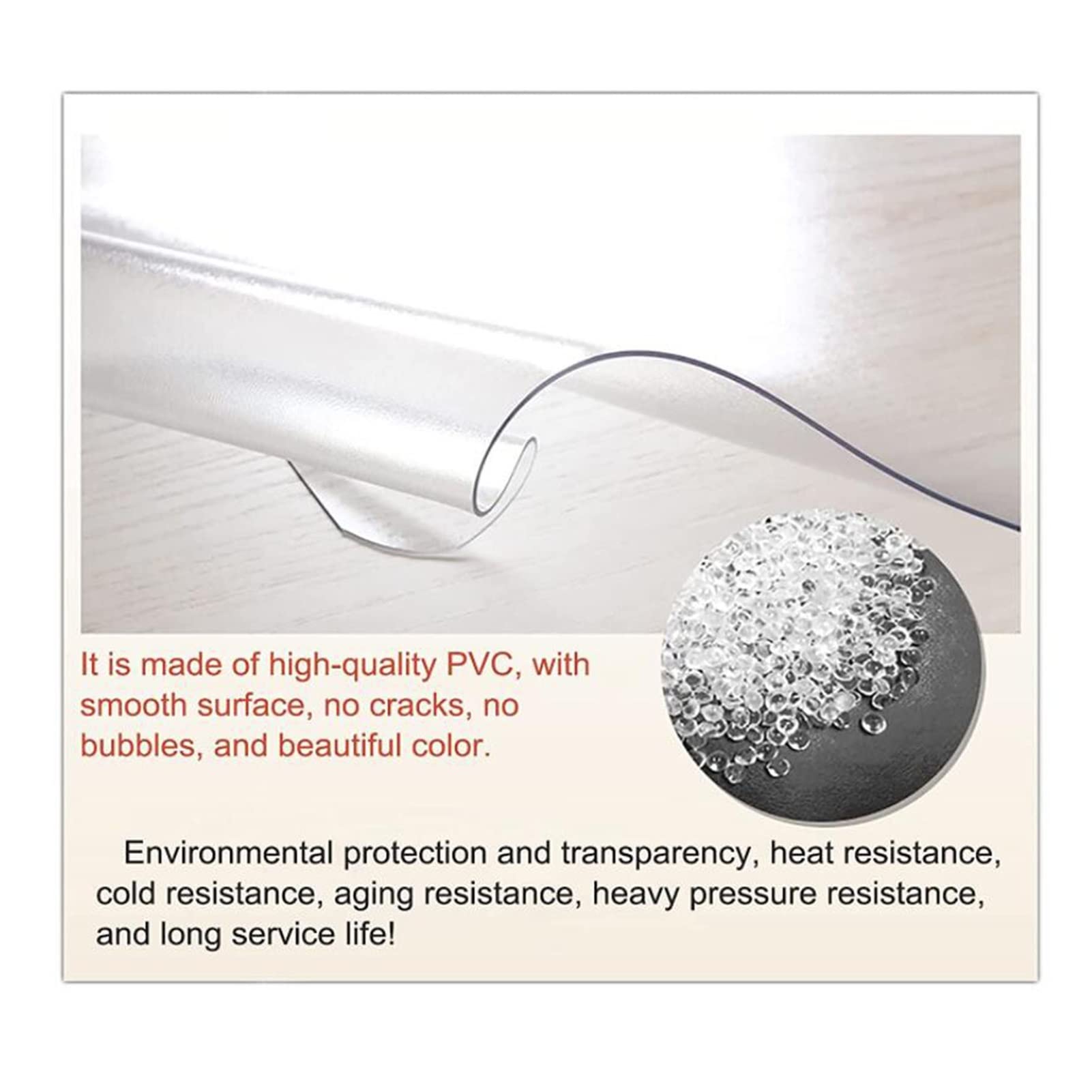 Clear Plastic Vinyl Rug Protector Cover Office Clear Hardwood Chair Mat, Rectangle Plastic Vinyl Floor Carpet for Kitchen, 1.5/2mm Thick,Office Chair Mat Non Slip PVC Transparent Rectangle Floor Prote