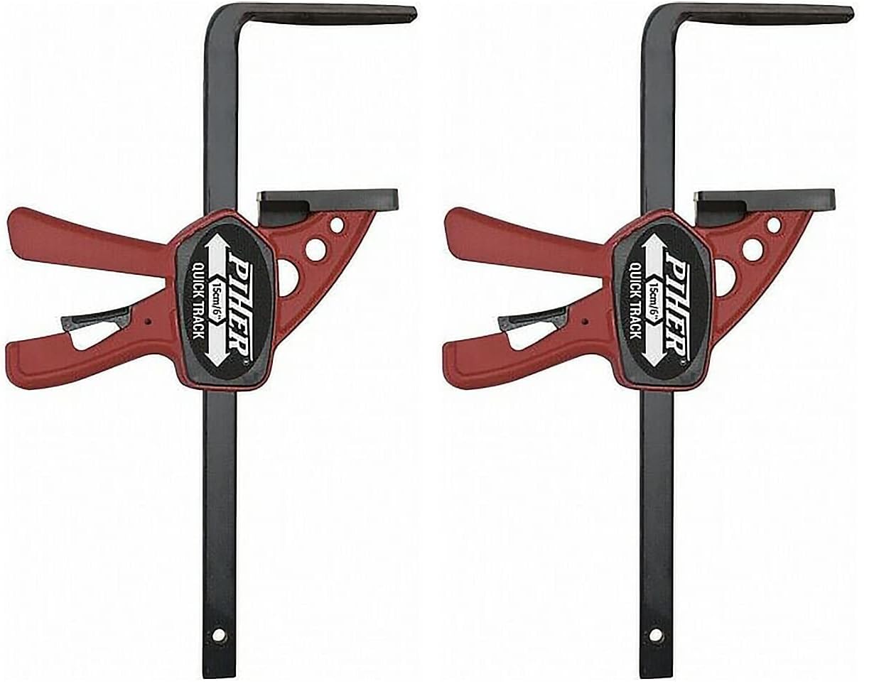 PIHER - INDUSTRIAS PIQUERA Serre-Joint Mini Quick Track PIHER-22 cm-52103, Noir, Rouge Foncé (Lot de 2)