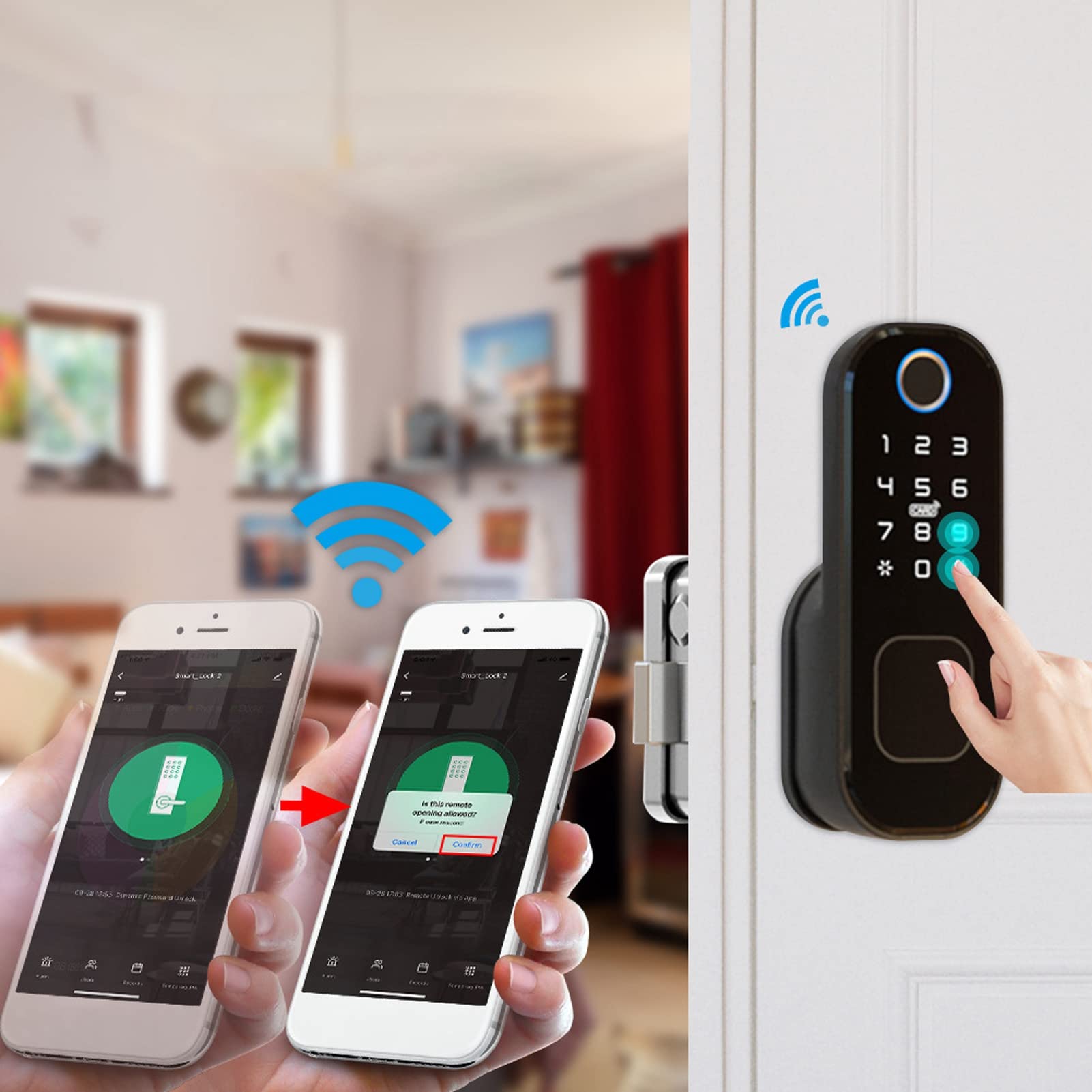 Serrure de Porte Intelligente Wifi électronique Télécommande Numérique Carte D' Digitales Mot de Passe Clavier électronique Pêne Dormant Ensembles de Poignée de Serrure de Porte Avant