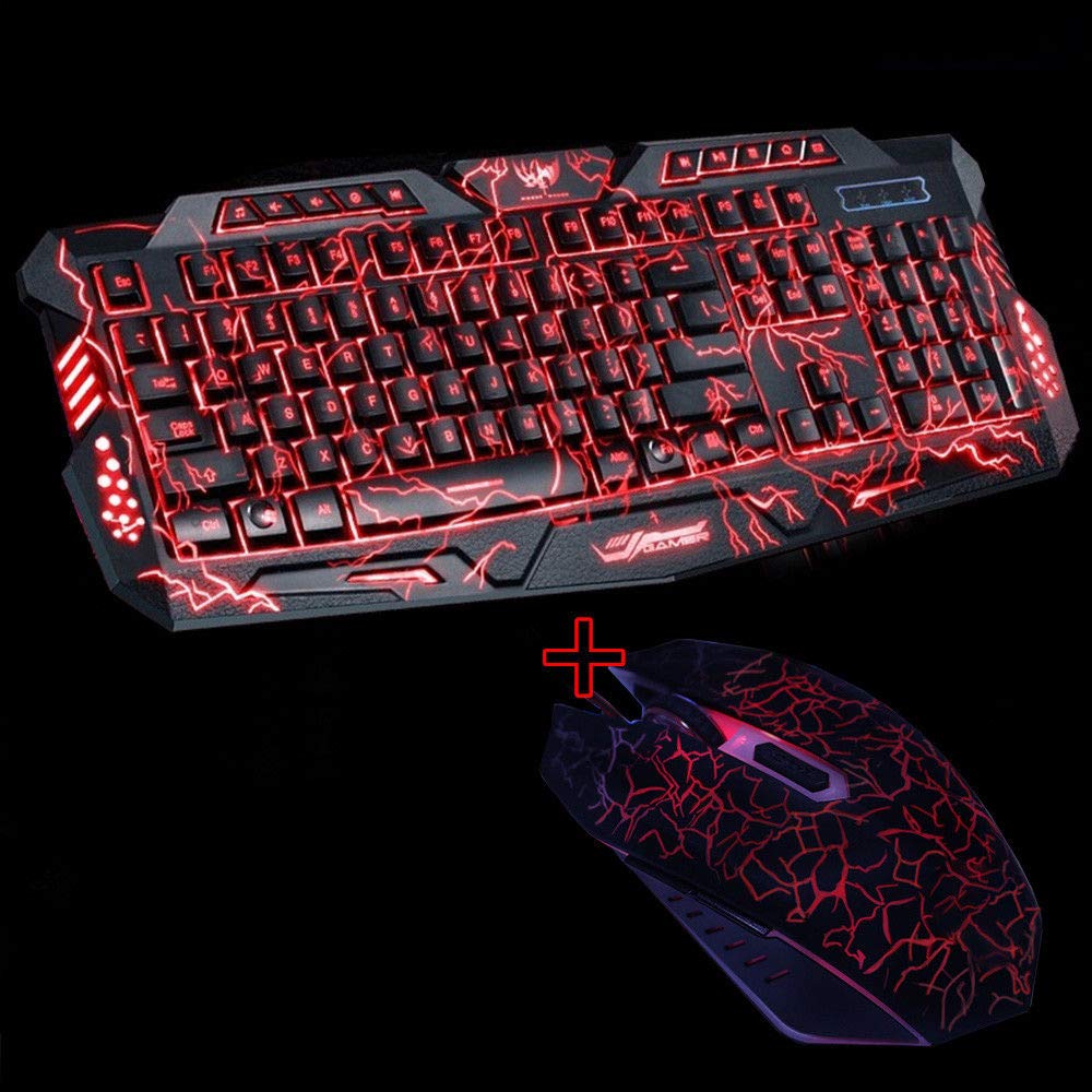 M200 Viola/Blu/Rosso LED Respirazione Retroilluminazione Pro Gaming Keyboard Mouse Combo