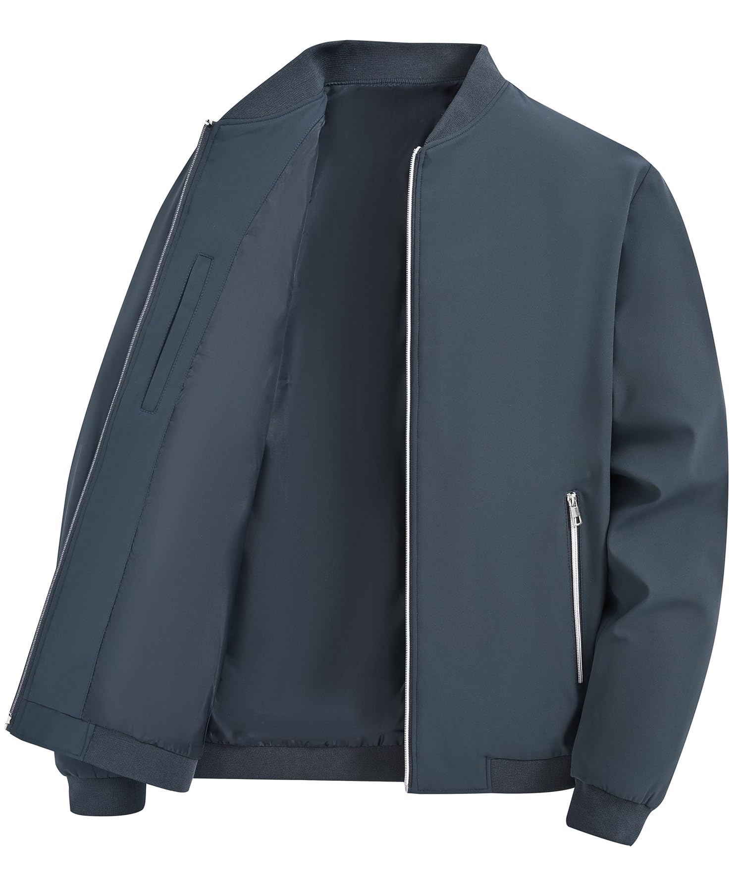 YuKaiChen Übergangsjacke Herren Leichte Jacke Freizeit Vier Jahreszeiten Bomberjacke mit Reißverschlusstaschen