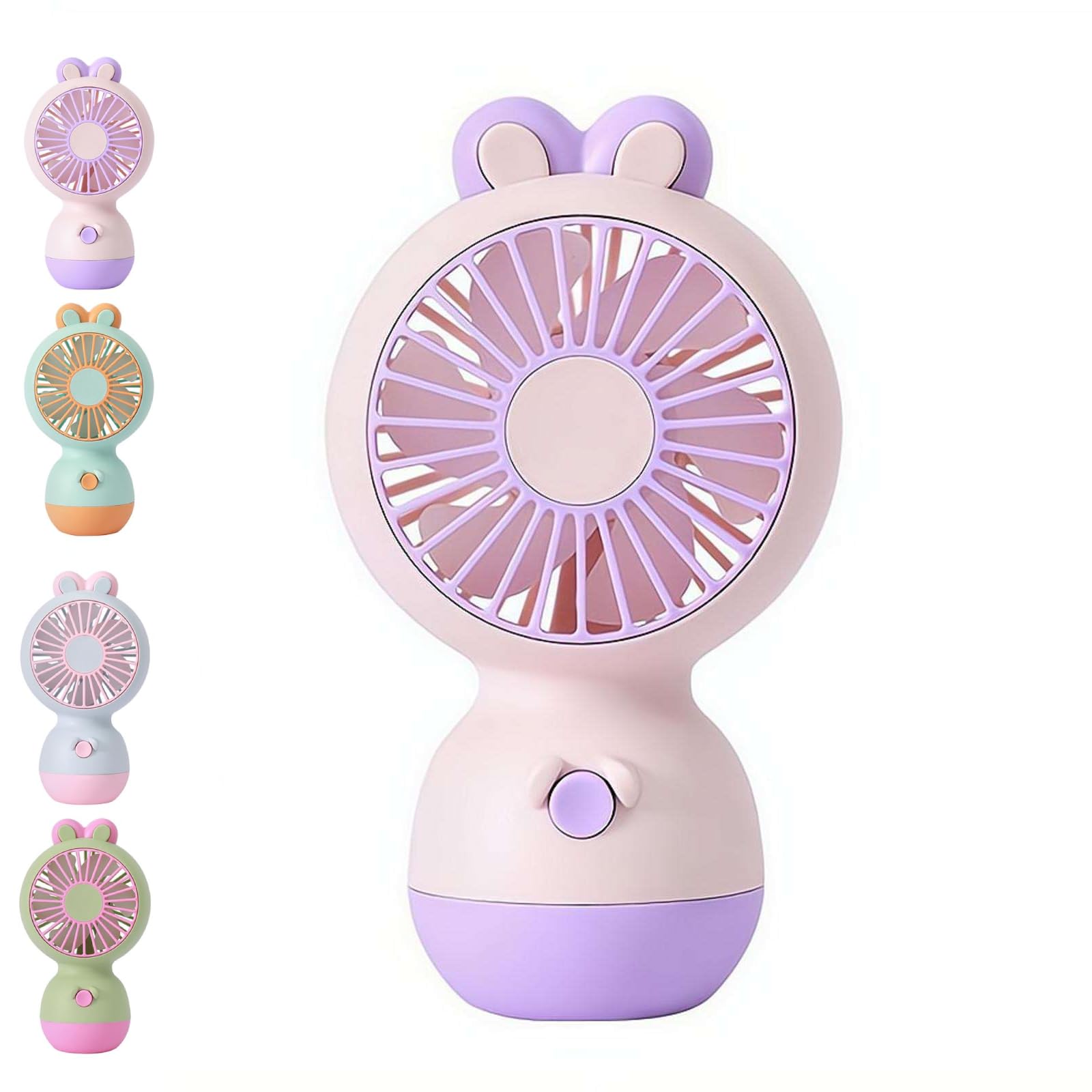 Cute Mini Handheld Fan, Portable USB Rechargeable Small Travel Fan with Bunny Shape, Personal Cooling Gift for Office Desk Outdoor Summer Use (Purple)