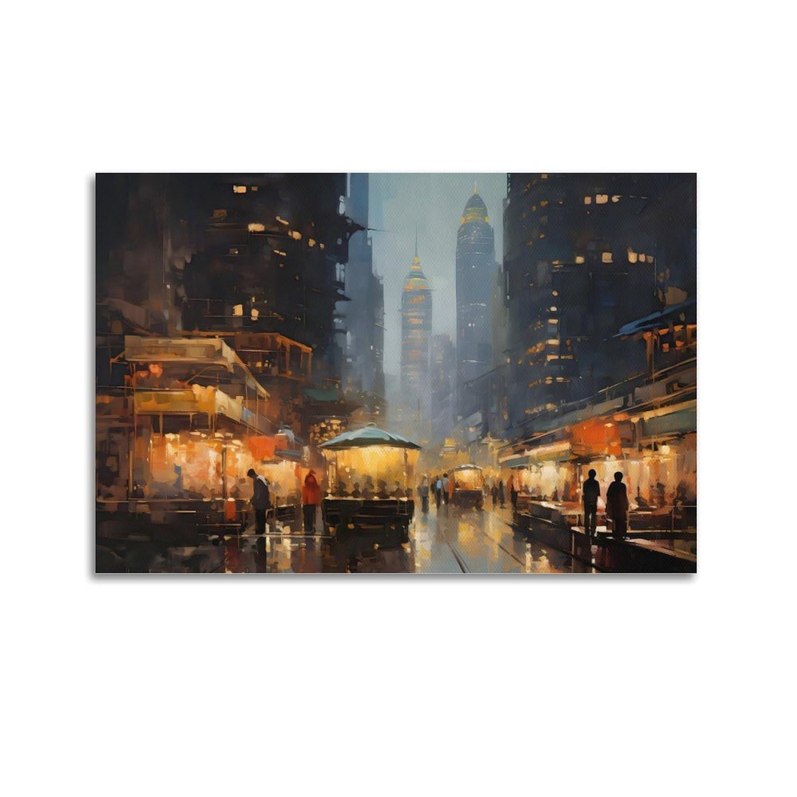 xiaoxiaoshen Futuristic Cityscape Abstract (2) Canvas Poster Wall Art Prints Room Aesthetic Murals Bedroom And Living Decorations 20x30inch(50x75cm)