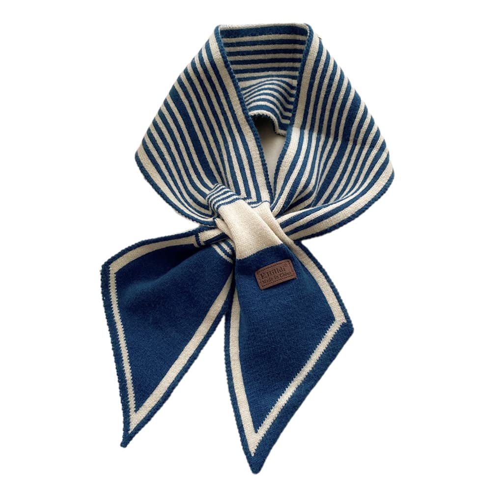 NVOQILIN Women Faux Wool Knit for Bib Scarf Striped Pointed Loophole Bow Neckerchie