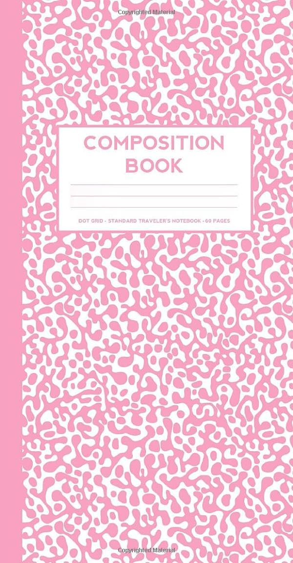 Composition Notebook: Small Dot Grid notebook (Standard Traveler's Notebook Sized Pink Notebook )