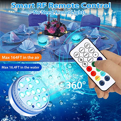 Pecosso Submersible Led Lights, Underwater Led Lights With Remote Rf 16 Colors Changing Waterproof Pool Lights With Magnets & Suction Cups, Underwater Lights For Pool Pond Bathtub Vase Party(2 Pcs) #TOP3