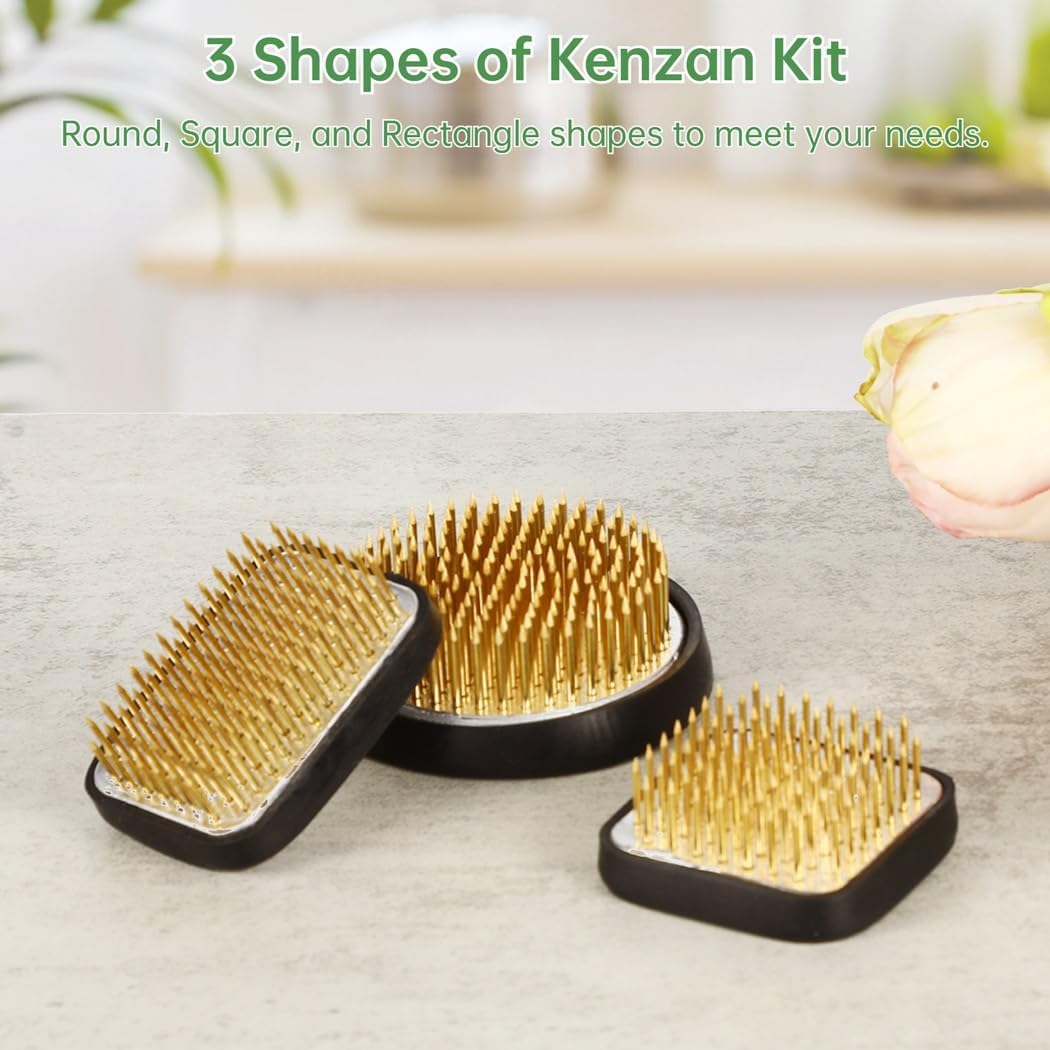 Flower Arrangement Japanese Flower Frogs, 3 Pcs Kenzan Kit, 2.5 in Round, 1.8 in Square, 2.1 in X 1.5 in Rectangle, Jp Flower Arrangement Supplies Accessories