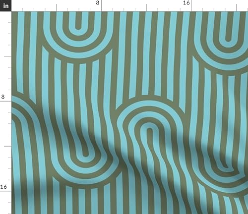 Miniatura 4 de Spoonflower Fabric - Modern Stripe Abstract Waves Retro Bold Arches Blue Mod Lines Ocean Printed on Petal Cotton Fabric Fat Quarter - Sewing