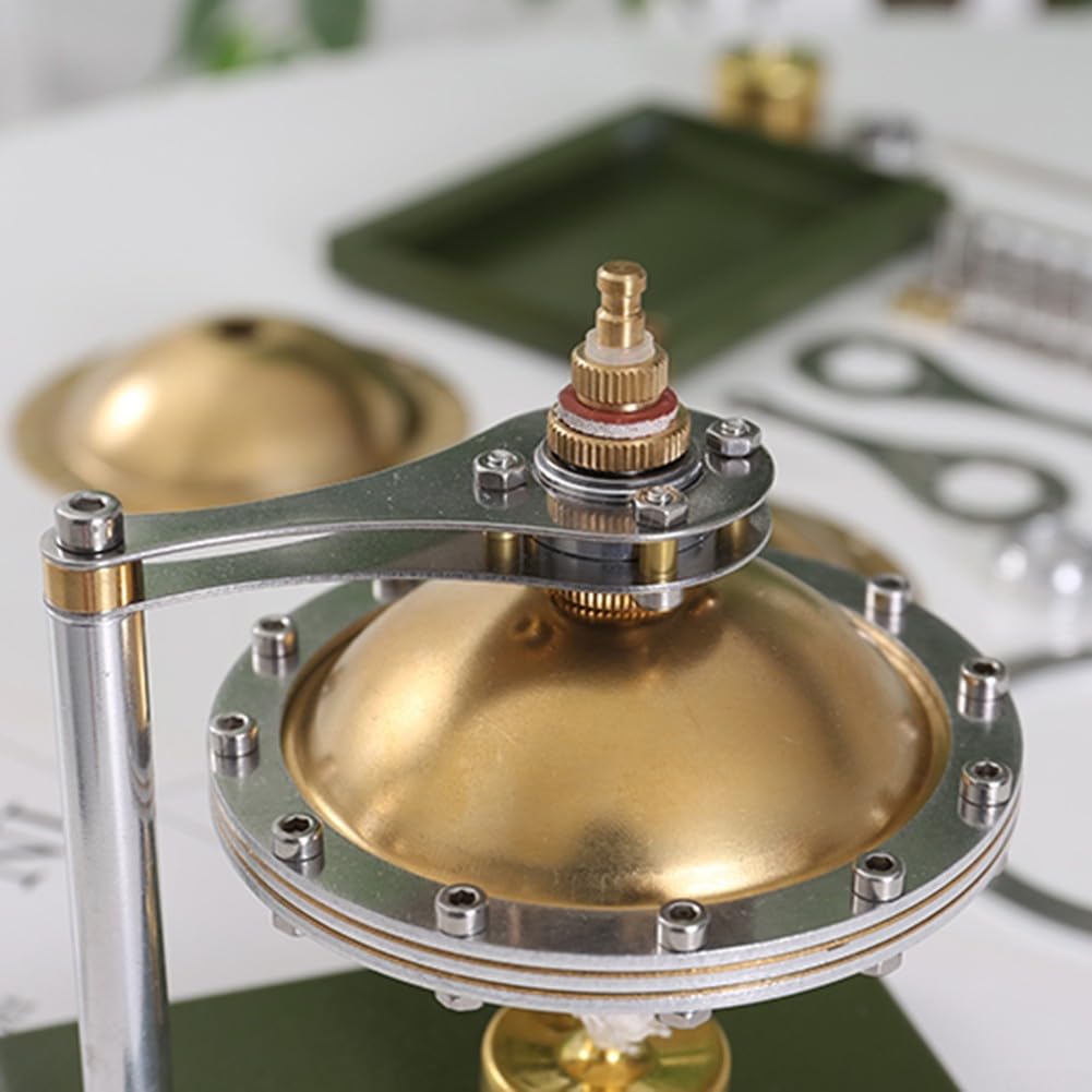 Dampfmaschine Bausatz Vollmetall Stirlingmotor Kit Funktionsfähig Heiße Luft Motor Modellbausatz Gold 12cm
