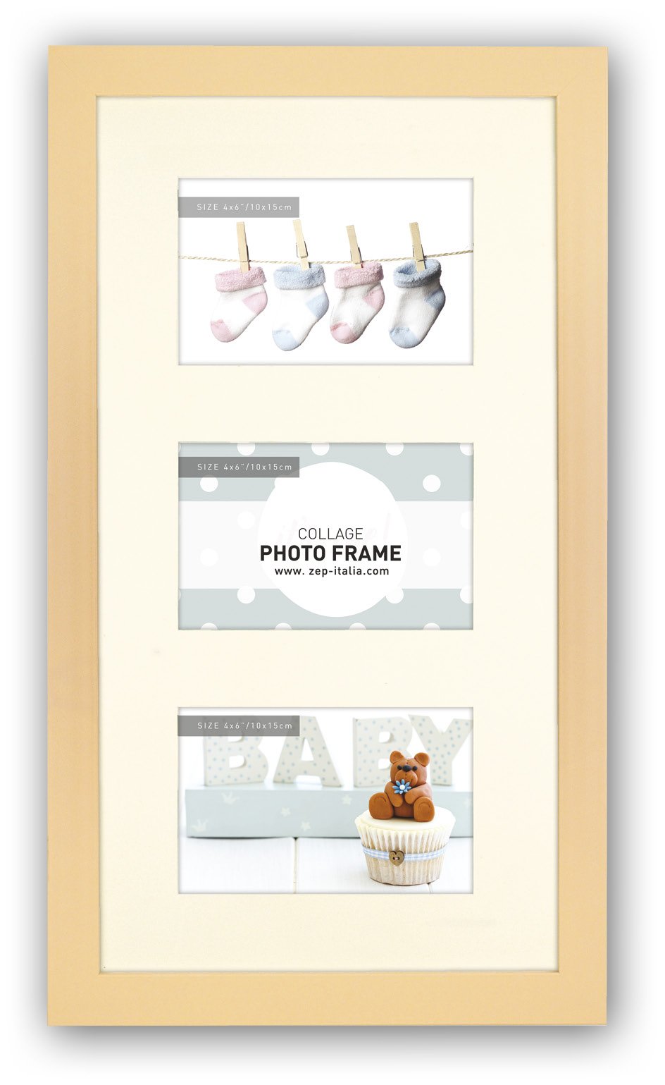 Zep Men's Orange Emma C Baby Frame For Three 6 X 4-Inch Photos, Wood, 29 X 3 X 45 Cm