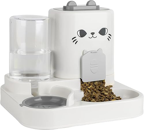 Comedero para mascotas 2 en 1 y dispensador de agua para gatos y perros, estación de comida para gatos de gran capacidad con cuenco de agua, apto