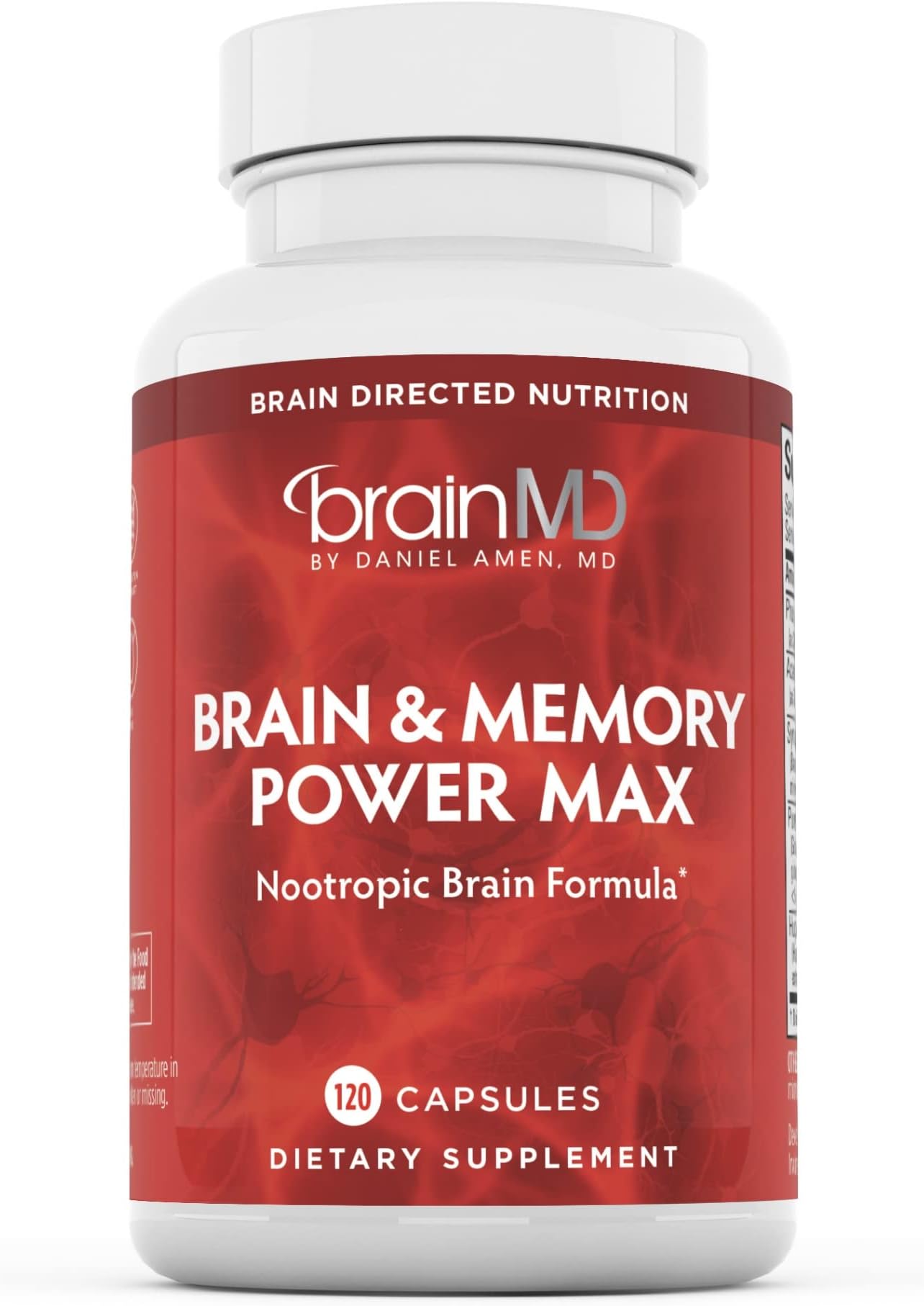 Dr Amen Brain & Memory Power MAX - 120 Capsules - Nootropic Supplement with Ginkgo Biloba Extract & Huperzine A - 30 Servings