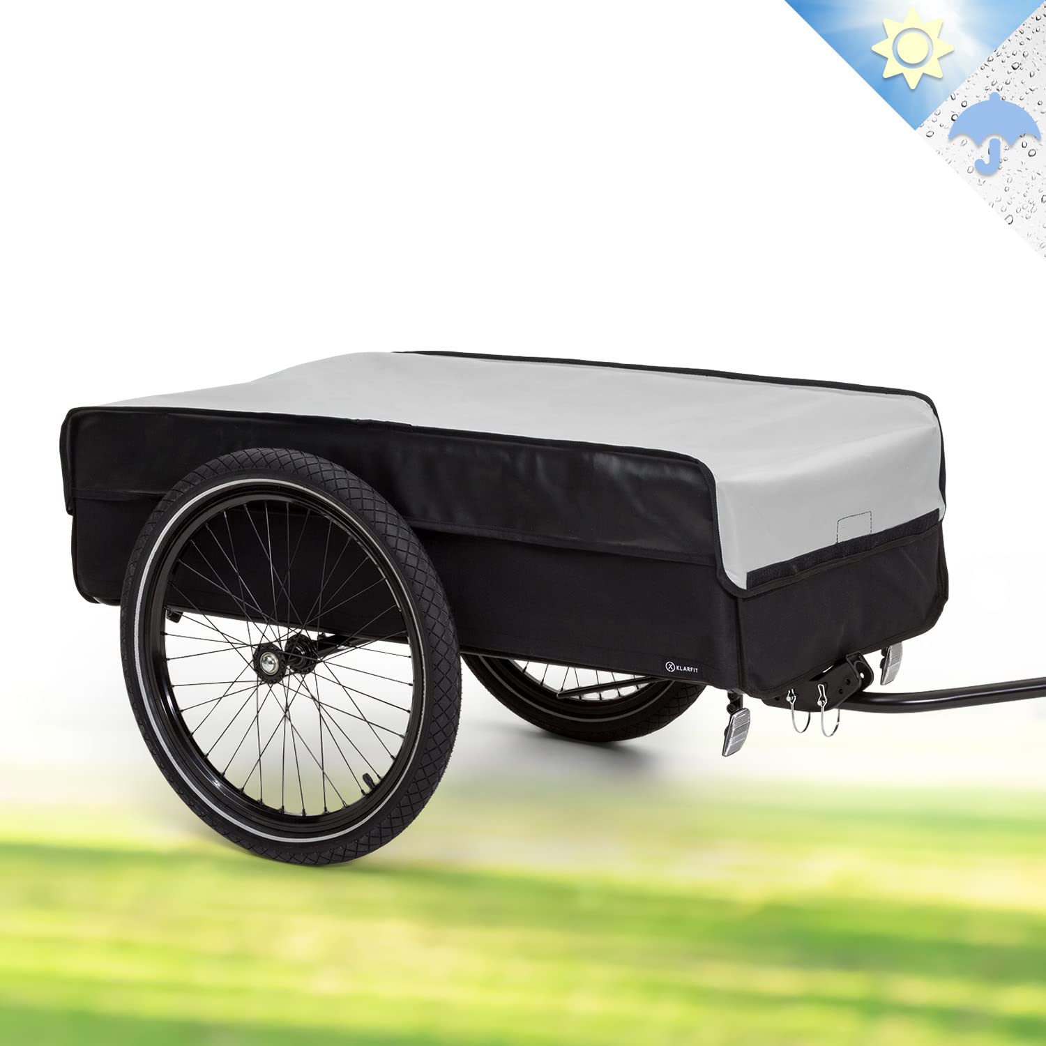 Klarfit Companion Fahrradanhänger - Lastenanhänger Fahrrad mit großer Ladefläche: 42 x 63 cm (BxT), Fahrradanhänger Lastenanhänger mit ca. 50 L Fassungsvermögen, 40 kg Ladegewicht
