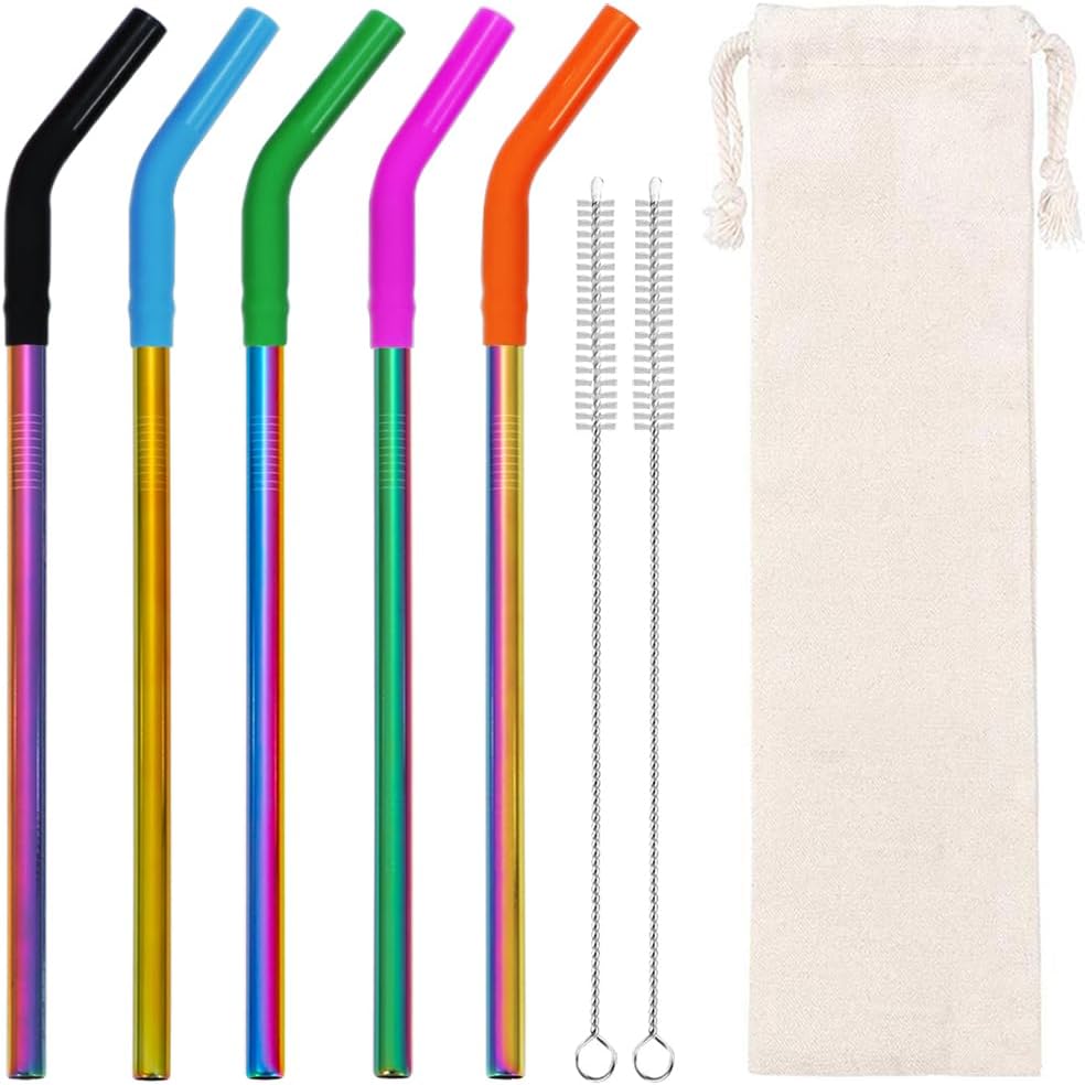Stainless Steel Straws Iridescence Colors, Fits 30 oz