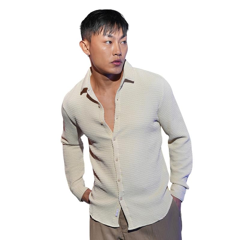Image of CAHOOT Men's Solid Utility Shirt | Casual Wear | Spread Collar | Long Sleeve | Button Closure | Shirt Crafted with Comfort Fit for Everyday Wear