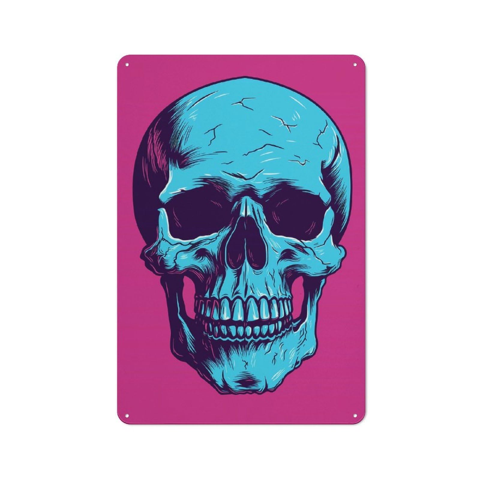 Junmoney Skull Halloween Retro Metal Wall Sign 30X20cm Featuring For Garage Or Workshop, For Garage, Workshop And Man Cave Decoration