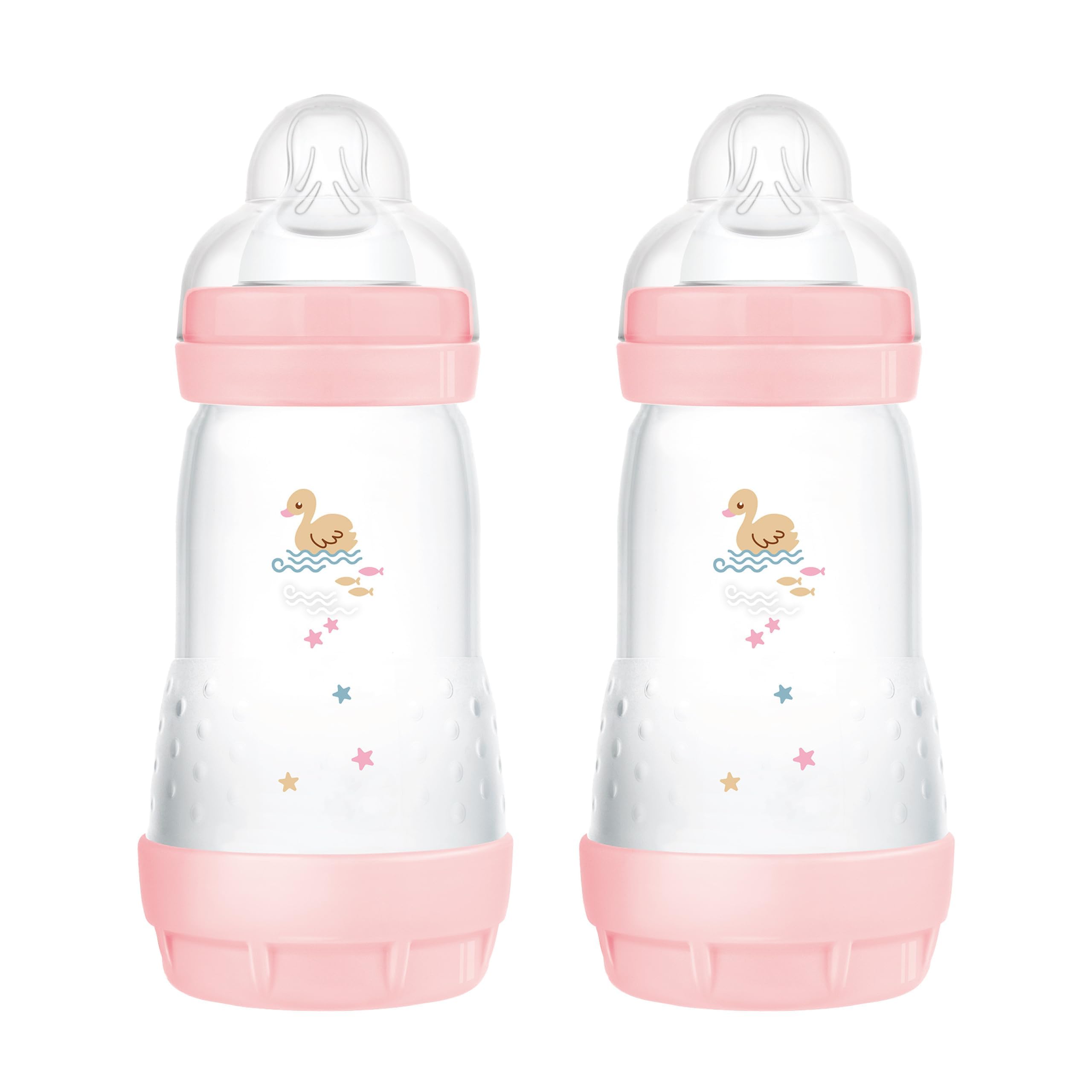 MAM Easy Start Anti-Colic Babyflasche | für Neugeborene | 94% Akzeptanz | von Hebammen & Müttern empfohlen | 80% weniger Koliken | stillfreundlich | Sauger Gr. 2 | 260ml | 2+ Mon | rosa | 2 Stück