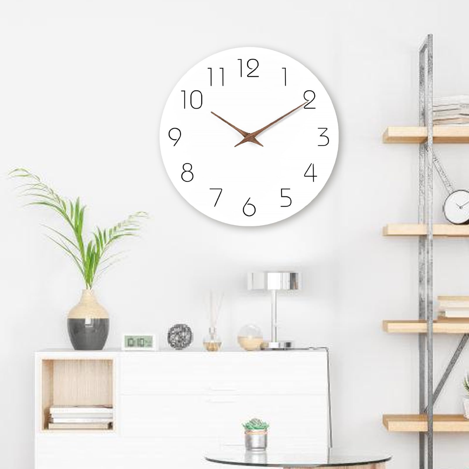 KEENSO Horloge murale silencieuse ronde Horloge En Bois Horloge De