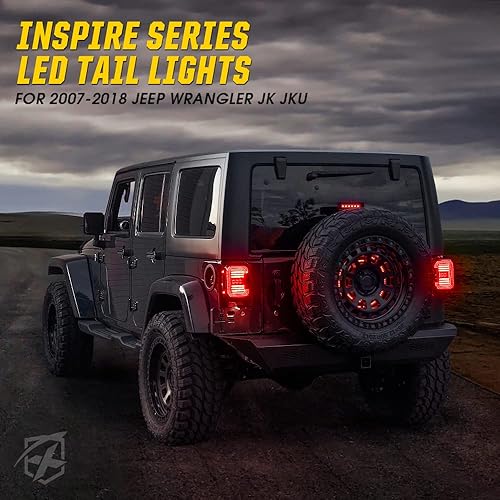 Miniatura 2 de Xprite Luces traseras LED con diseño novedoso en forma de "C", luz trasera de lente ahumada con funcionamiento y freno y señal de giro y luz de