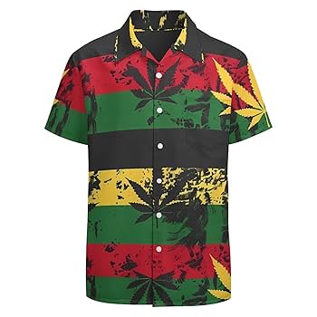 Amazon.com : Vintage Rasta Flag Weed Men's Hawaiian Shirt