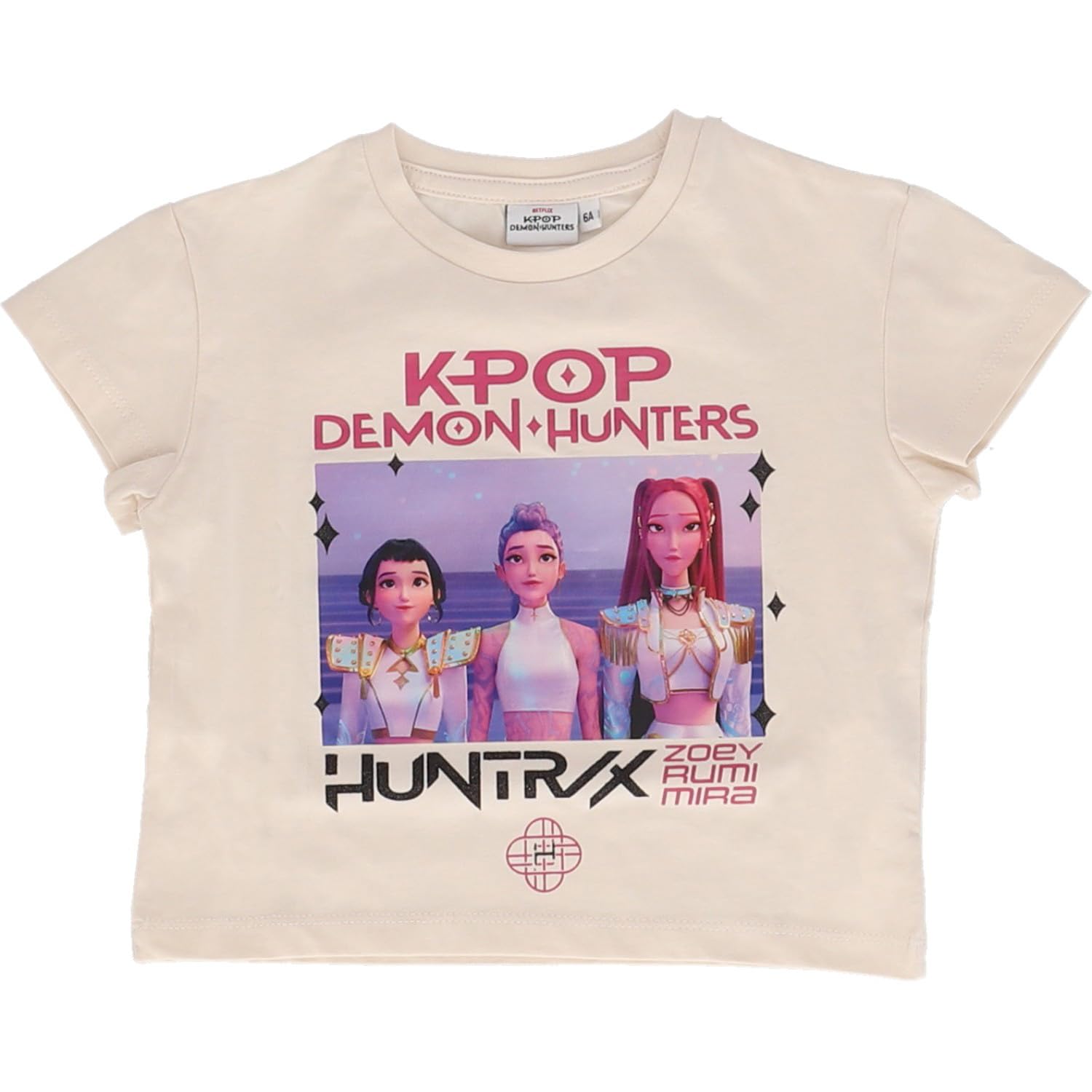 SAHINLER créateur d'univers K-Pop Demon Hunters - Ensemble Pyjama Enfant Huntrix K-Pop Demon Hunters - 100% Coton - Jersey Doux 160 GSM - Beige et Noir