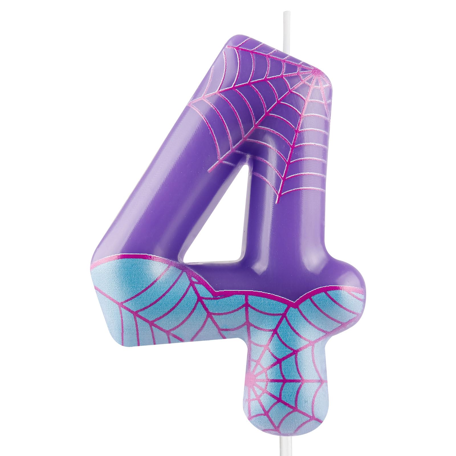 Purple Spider 4th Birthday Candles Spider Themed Number 4 Candle Cake Topper Spider Cartoon Birthday Cake Decorations for Boys Girls Kids Party Supplies