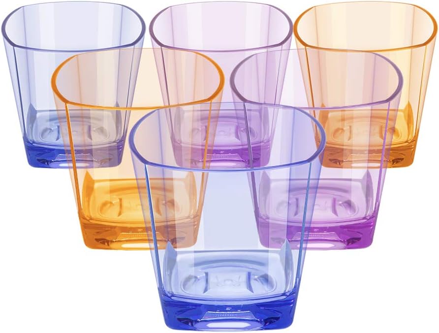 EggFoil Vasos de plástico, 6 oz cuadrados irrompibles vasos de agua para niños, 6 EggFoil Vasos de plástico, 6 oz cuadrados irrompibles vasos de agua para niños, 6