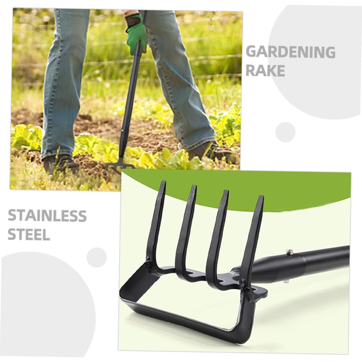 Hemobllo Staffa per Giardino Attrezzo da Giardinaggio in Acciaio Leggero e Resistente per Scavare e Smuovere Terreno per Manutenzione Prati e