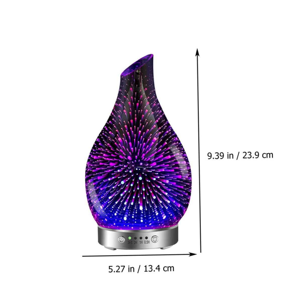 Difusor Humidificador de Vidrio 3D Púrpura Luz Cambiante | Capacidad Inferior a 1 L, Tecnología de Reducción de Ruido, Atomización Suave para Spa y Oficinas