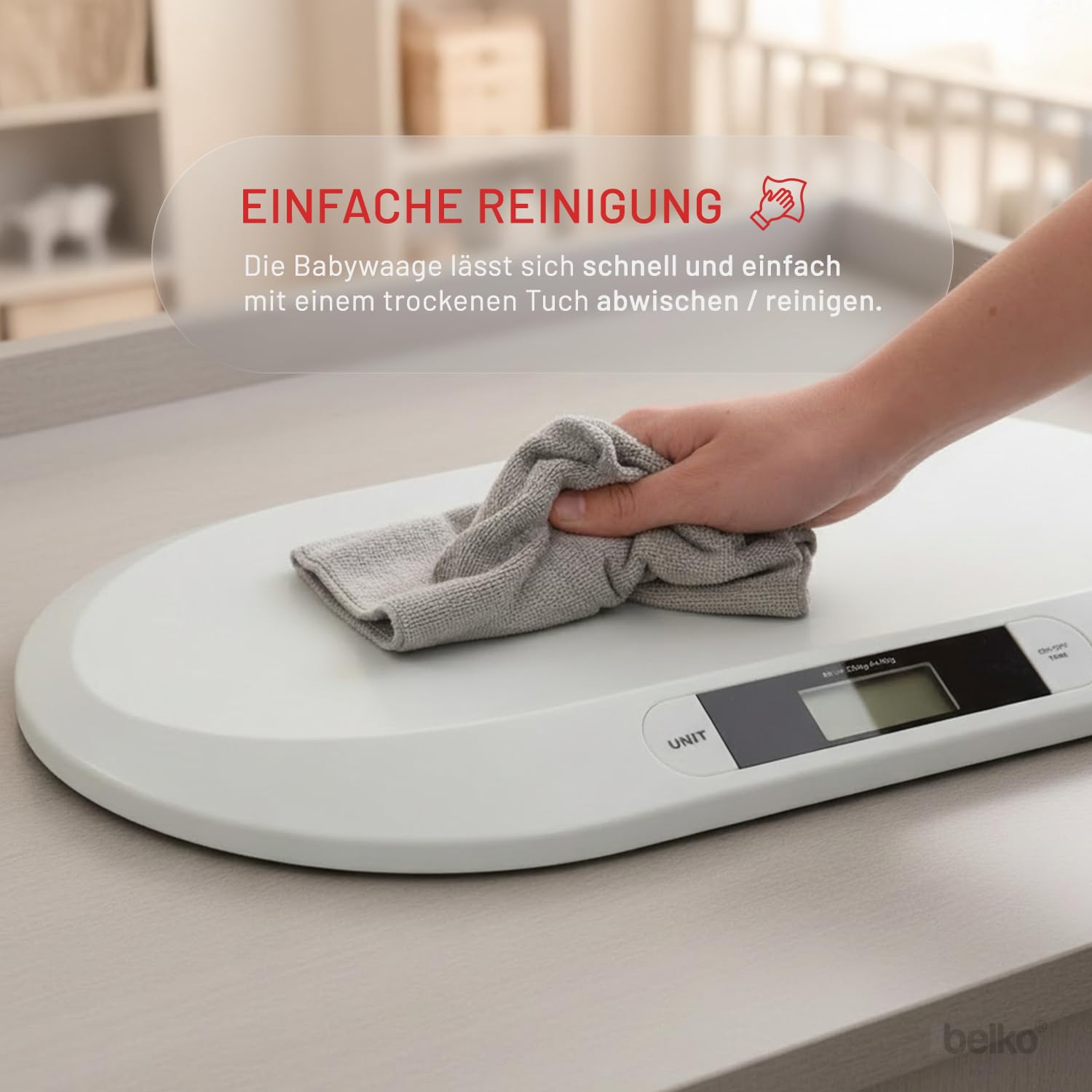 Belko® Digitale Babywaage – Flache Stillwaage bis 20 kg für Babys, Kinder & Tiere – Präzise Säuglingswaage & Tierwaage mit LCD-Display