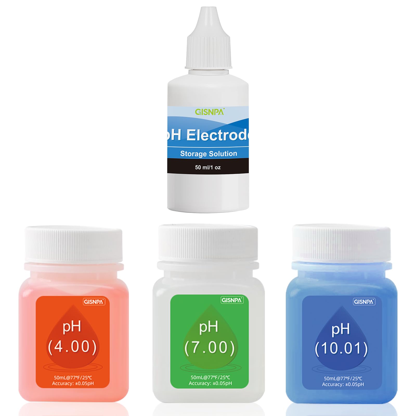 Kit de solution d'étalonnage PH (4.00, 7.00 et 10.01) avec solution tampon KCL, 3 flacons de solution d'étalonnage PH de 50 ml et 1 flacon de 50 ml de solution de sonde KCL PH pour appareil de