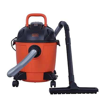 BLACK+DECKER BDWD18-IN Corded Wet & Dry Vacuum Cleaner for Home,1200 Watts,18L Tank Capacity, 16.5 kPA Suction Power, 5m Cable, Blower Function, Cartridge Filter, for Home Use, Orange