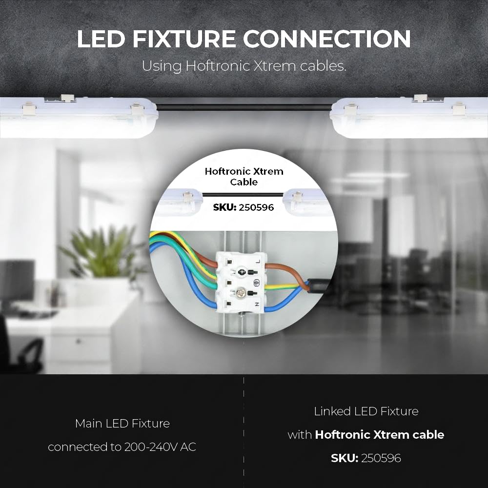 HOFTRONIC - Lámpara LED T8 para ambientes húmedos, IP65, 60 cm, 6000 K, 9 W, 2880 lm, 160 lm/W, incluye tubos LED sin parpadeos conectables - Luz para ambientes húmedos.