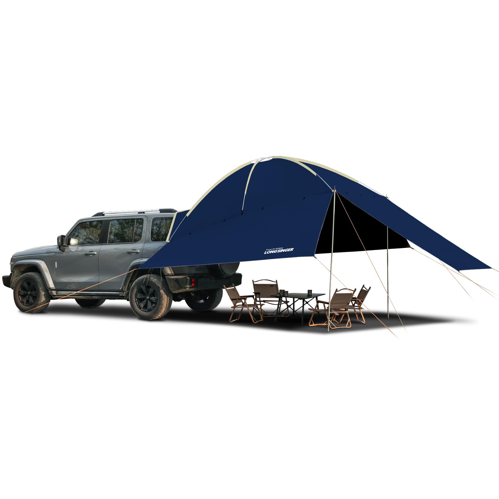 Longsinger Car Tent Universal SUV Tailgate Awning for Hatchback Van UPF 50+ Large Capacity Camping Accessories。 (Dark Blue) : Sports & Outdoors