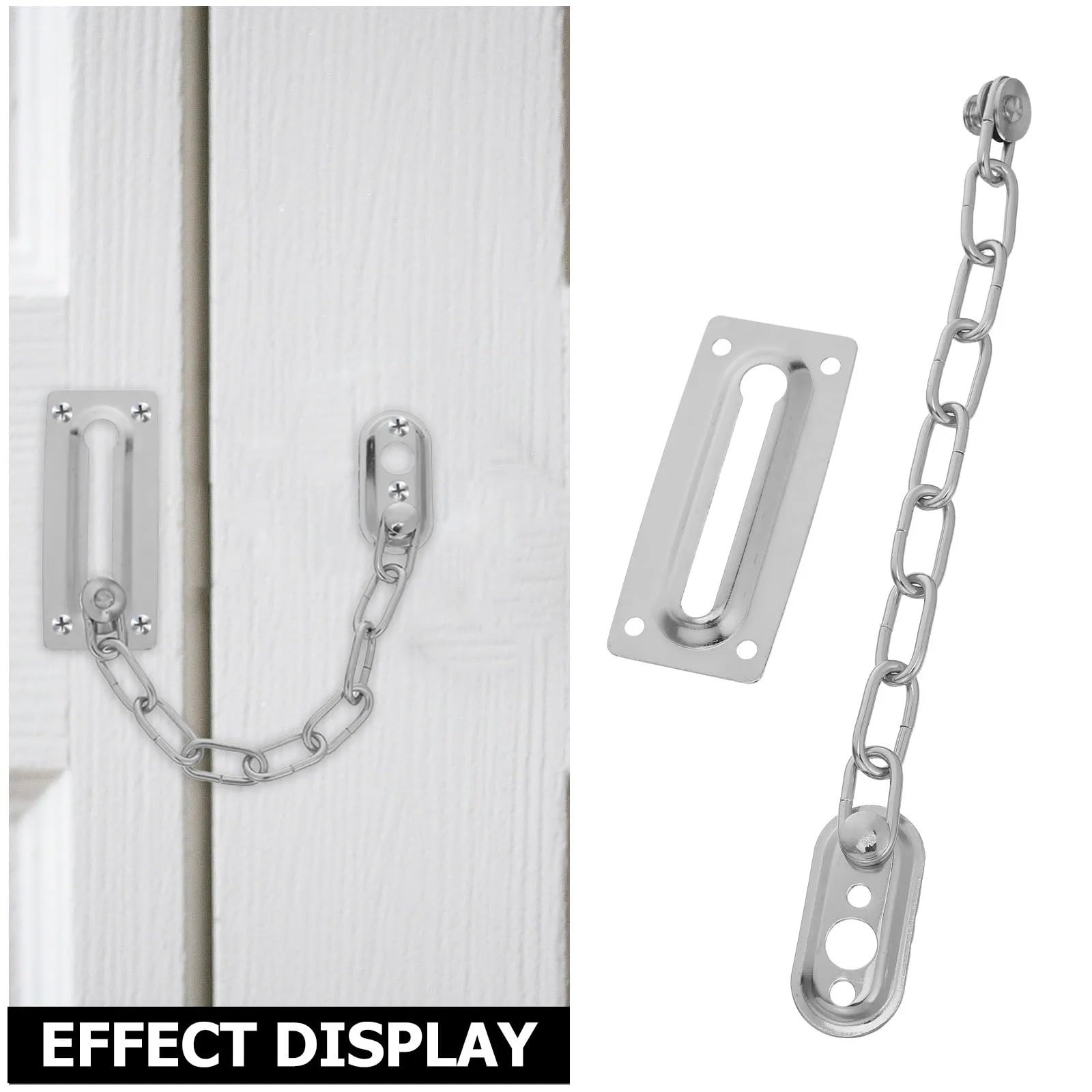 Loquet De Sécurité De Serrure De Chaîne De Porte En Fer 4 Pièces