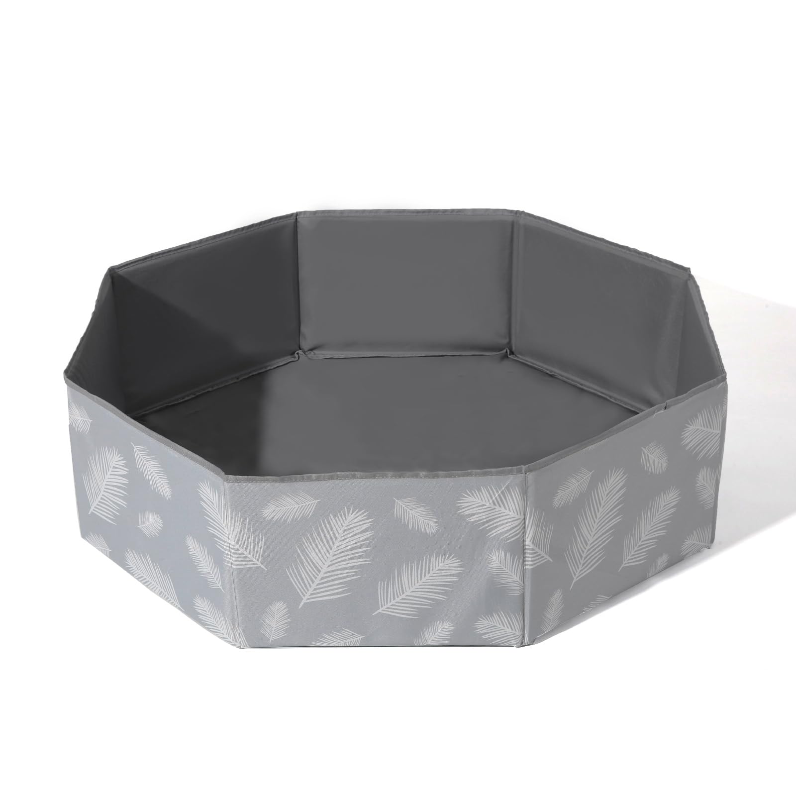 Photo 1 of GOGOSO Foldable Ball Pit for Toddlers Large Soft Indoor Outdoor Pop Up Baby Kids Infant Ballpit Big Collapsible Puppy Dog Cat Pits with Basketball Hoop (Balls Not Included), Gray Leaves