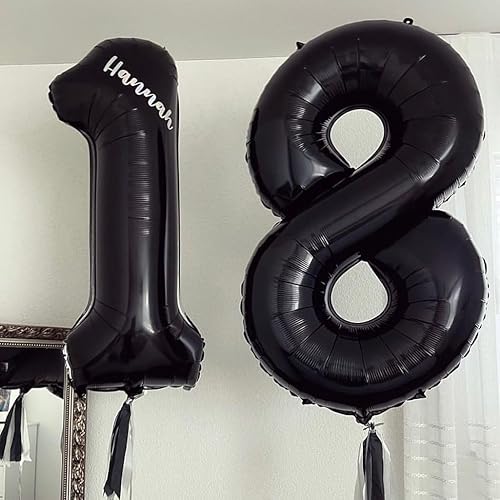 Miniatura 4 de Globos negros del número 18, globos de 40 pulgadas, globos de aluminio de Mylar con número de helio de 18 o 81 pulgadas, globos negros de número 18