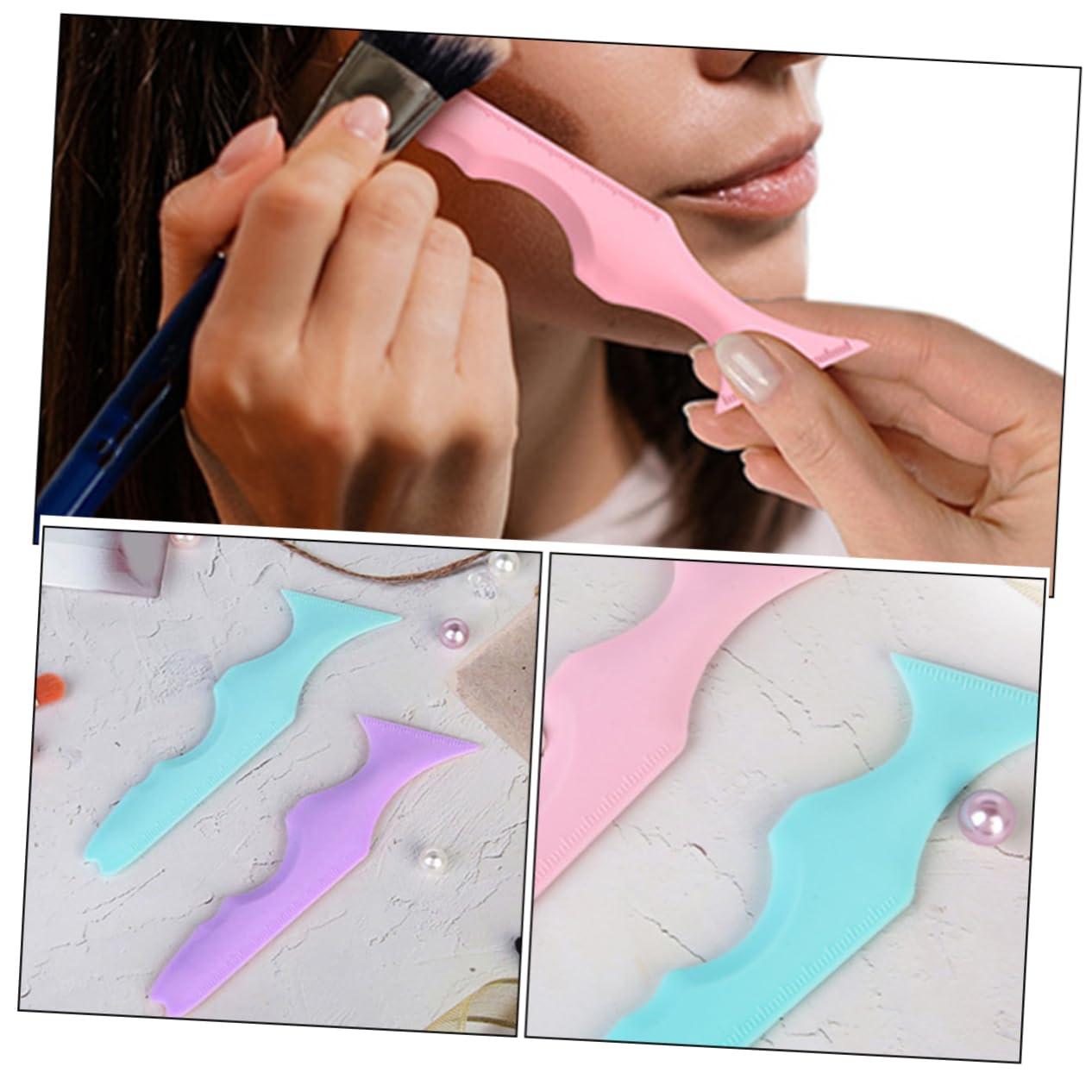 minkissy 5 Set Di Stencil Per Sopracciglia in Silicone Applicatore Per Eyeliner Strumento Per Il Trucco Ombretto Ragazza Forniture Aiuto Per Il Trucco 3 Pezzi*5