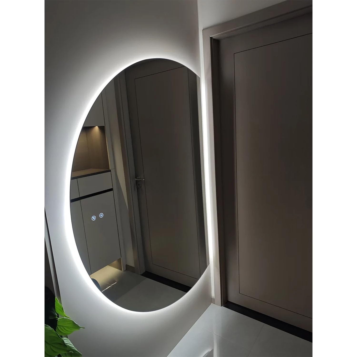 Ściemnialne lustro łazienkowe z podświetleniem LED, przeciwmgielne półksiężyc, 3 opcje kolorów, HD Expon-Proof, montowane na ścianie, rozmiar LAR, 130 x 90 cm, nowoczesna dekoracja domu